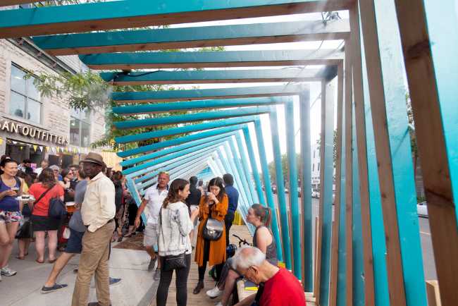 urban furniture shade installation