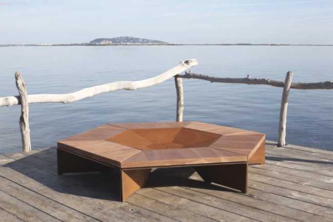 braciere arredo esterno outdoor design metallo corten