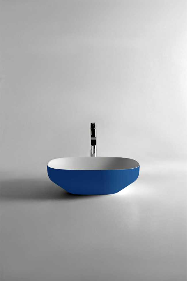 Lavabo appoggio solid sourface minimal blu