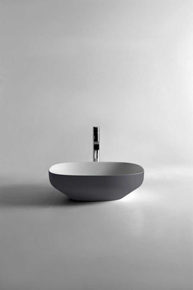 Lavabo appoggio solid sourface minimal grigio