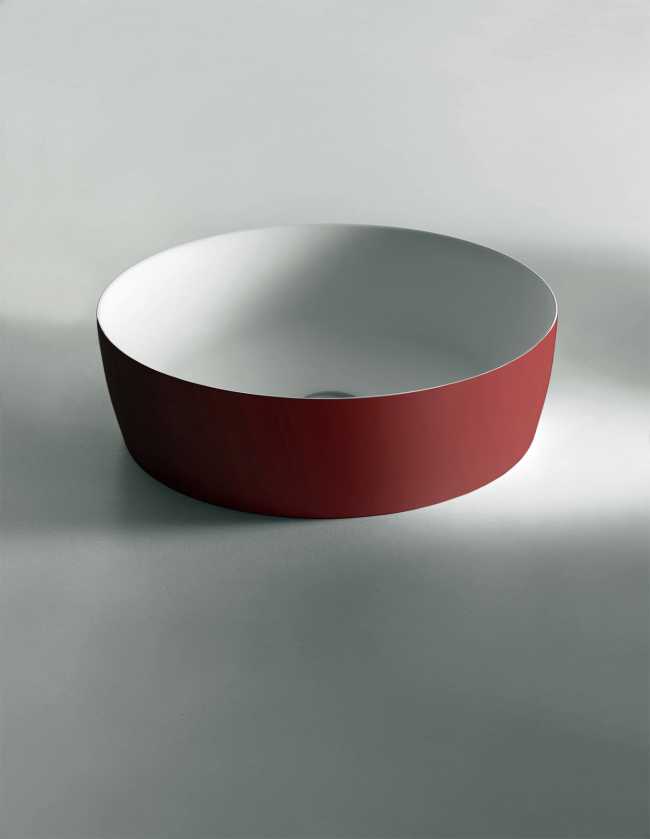 Lavabo appoggio solid sourface minimal rosso