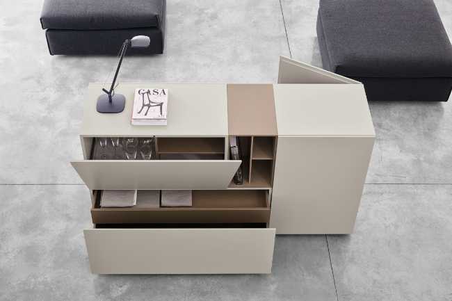 Contenitori modulari per zona living e zona notte