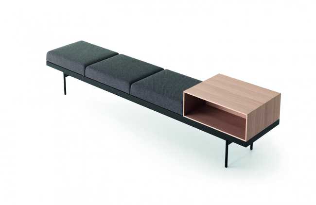 Contenitori modulari per zona living e zona notte con seduta