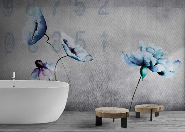 Carte da parati con fiori e bagno