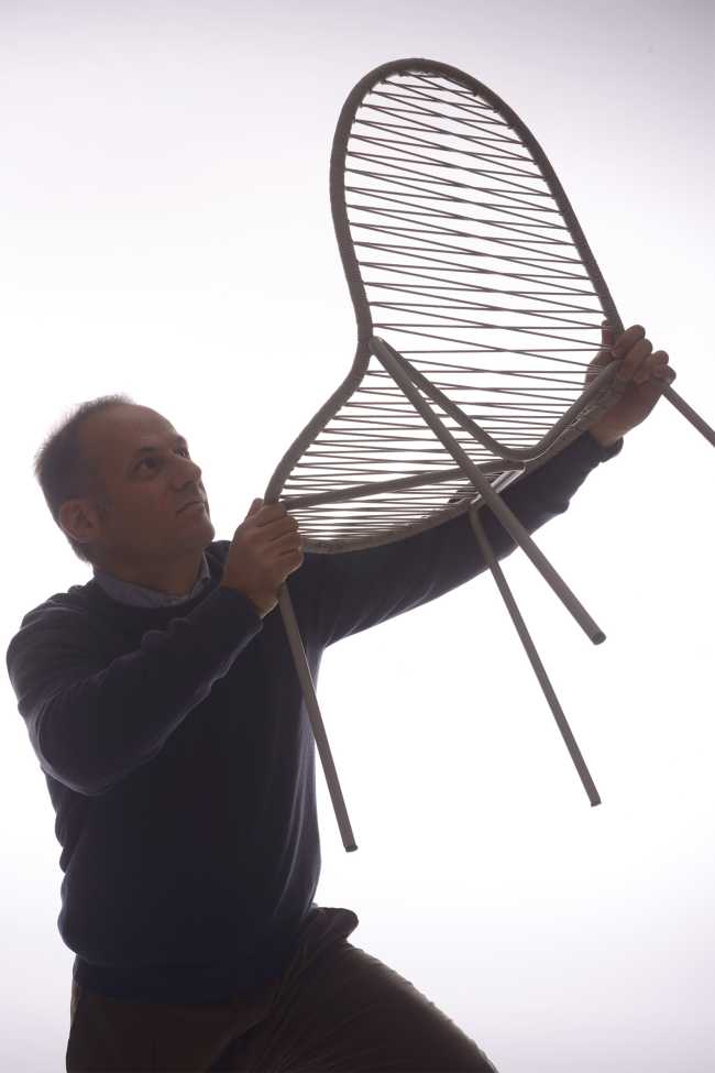 Seduta per esterni e interni in filo d'acciaio