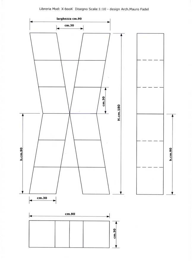 Misure libreria componibile a X