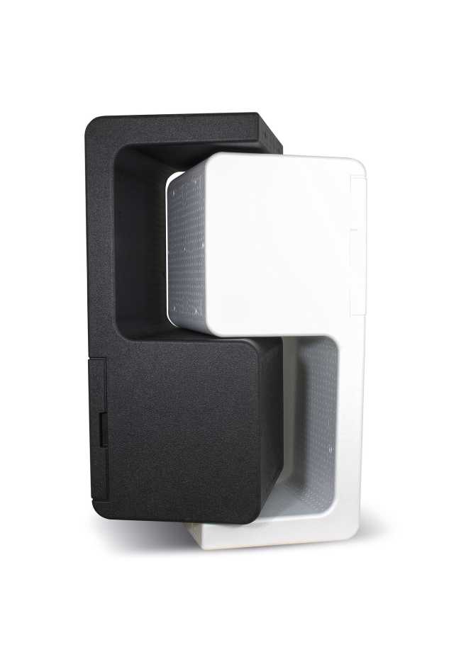 tavolo da esterno con frigo incorporato nero e bianco