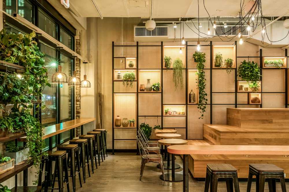 Israeli restaurant with wooden interiors