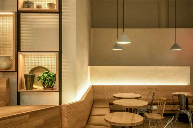 Warm lighting and wood