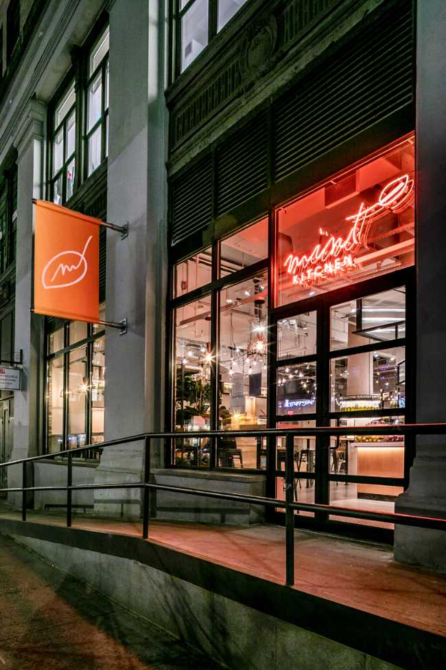 Exterior with large window for an Israeli restaurant