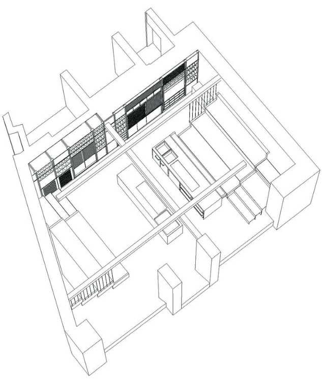 Tridimensionale di un bar e del suo interno