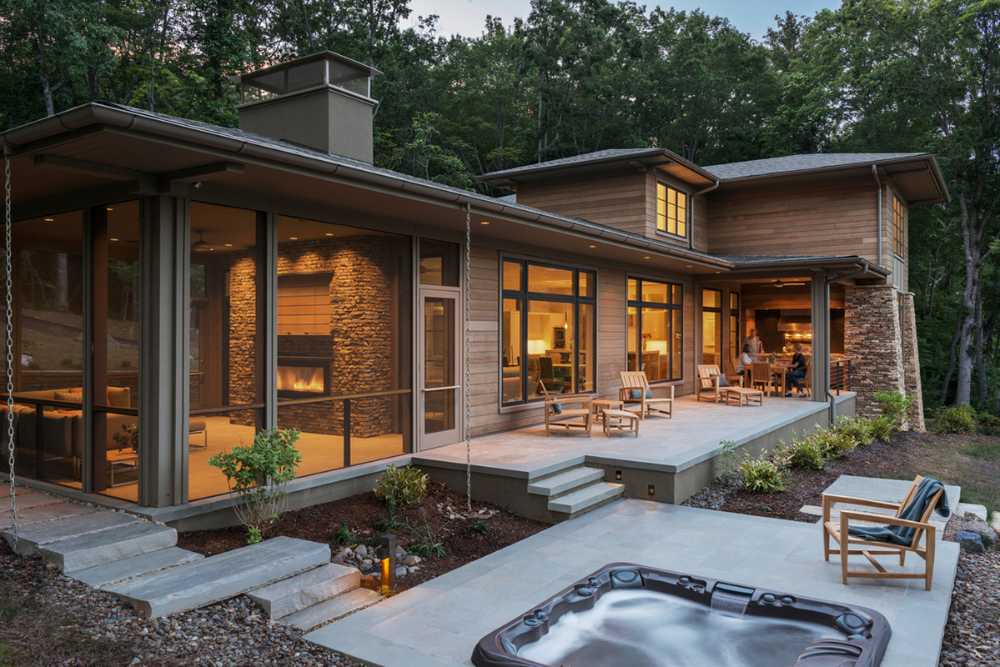 Residence in wood and stone