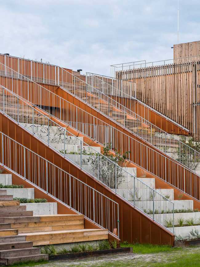Seats and wooden steps