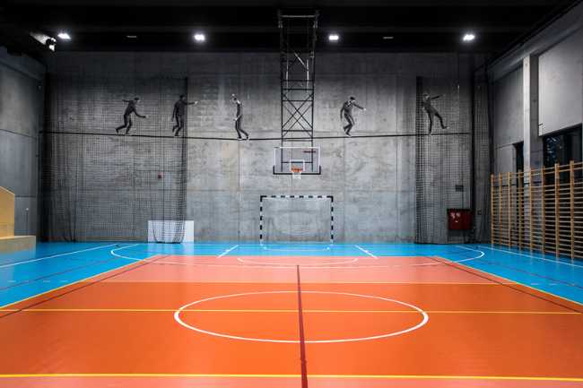 Exposed concrete gym