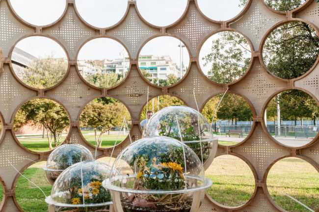Pavilion in perforated wood