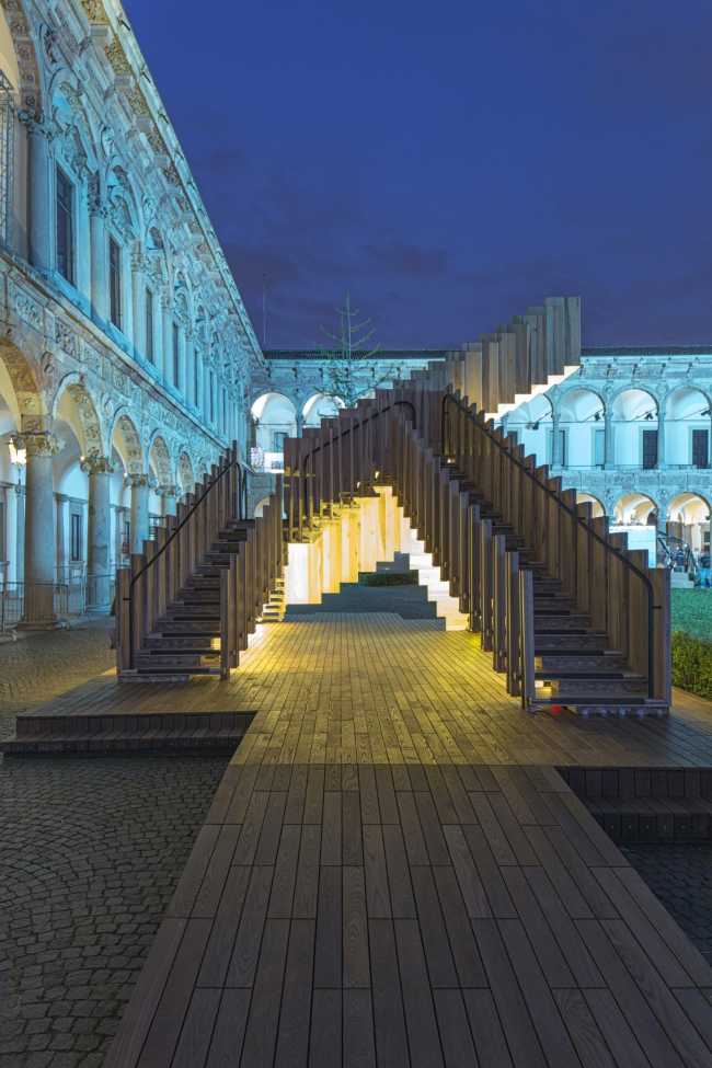 Staircase in an illuminated internal courtyard