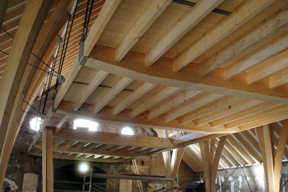Estructura de madera de una granja