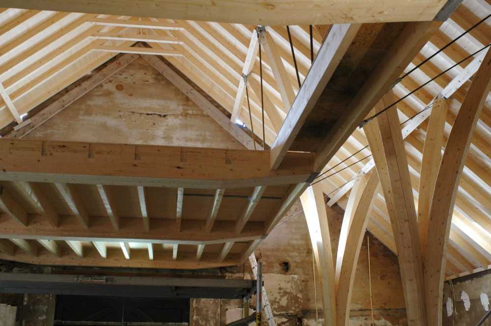 Estructura de madera de una granja
