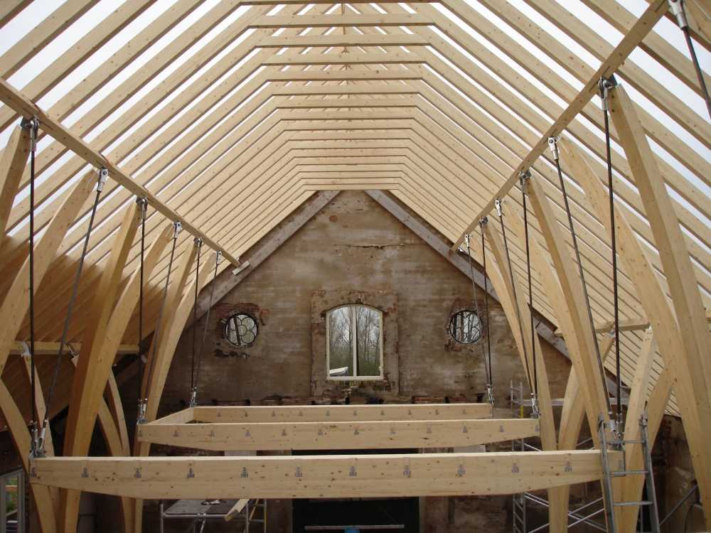 Estructura de madera de una granja