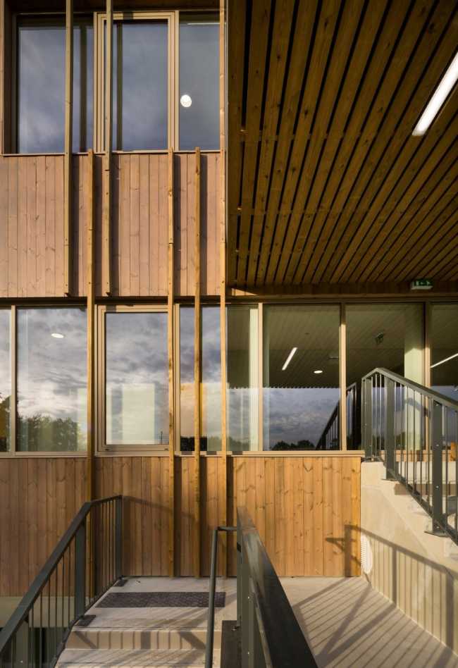 Wooden building with external staircase