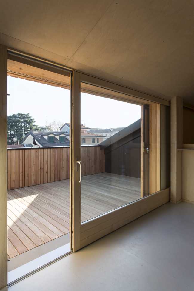Window on a wooden terrace