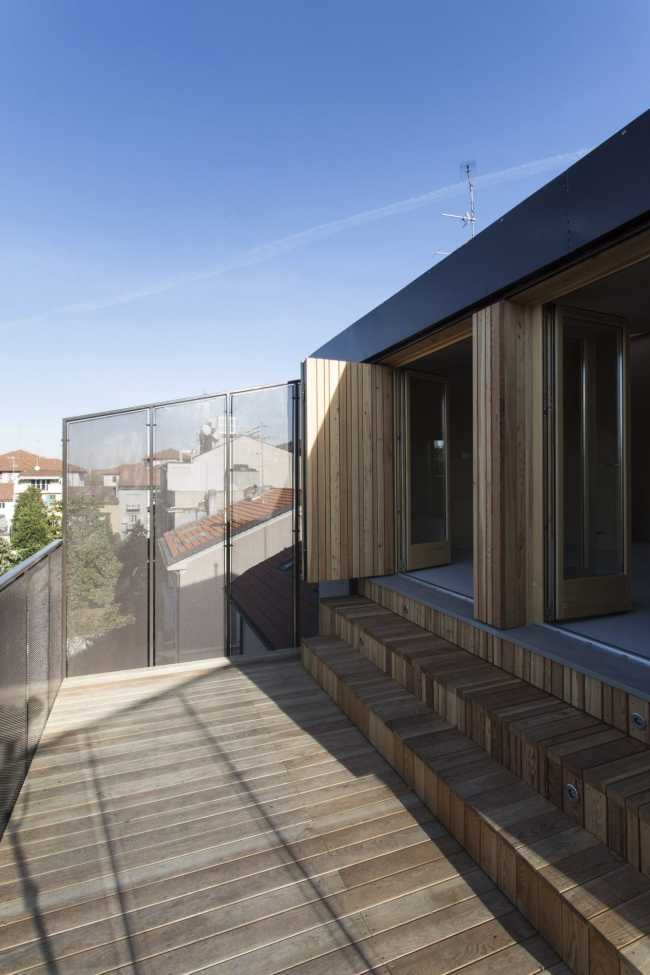 Terrace of an attic with steps