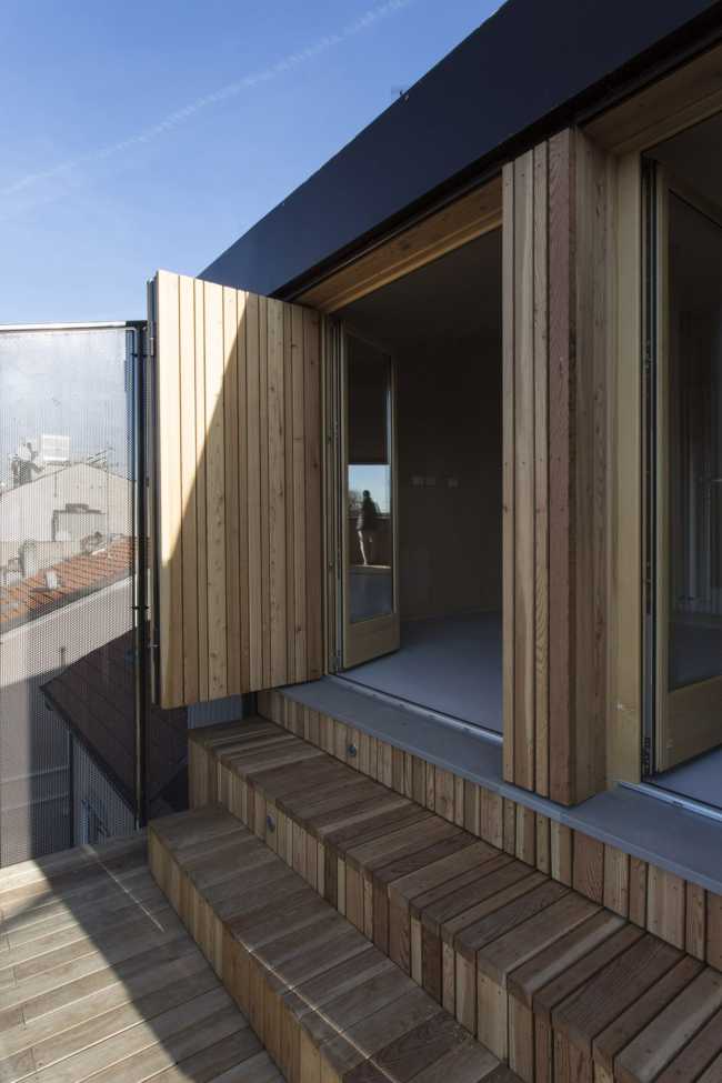 Wooden steps of a terrace