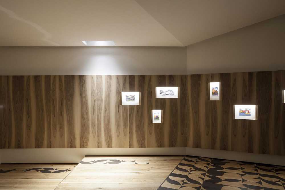 wooden installation in a short interior