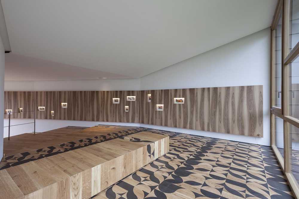 wooden installation in a short interior