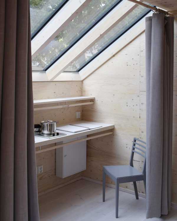 Módulo interior de madera claraboya