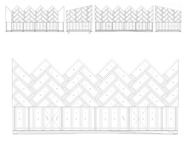 Details in wood pavilion