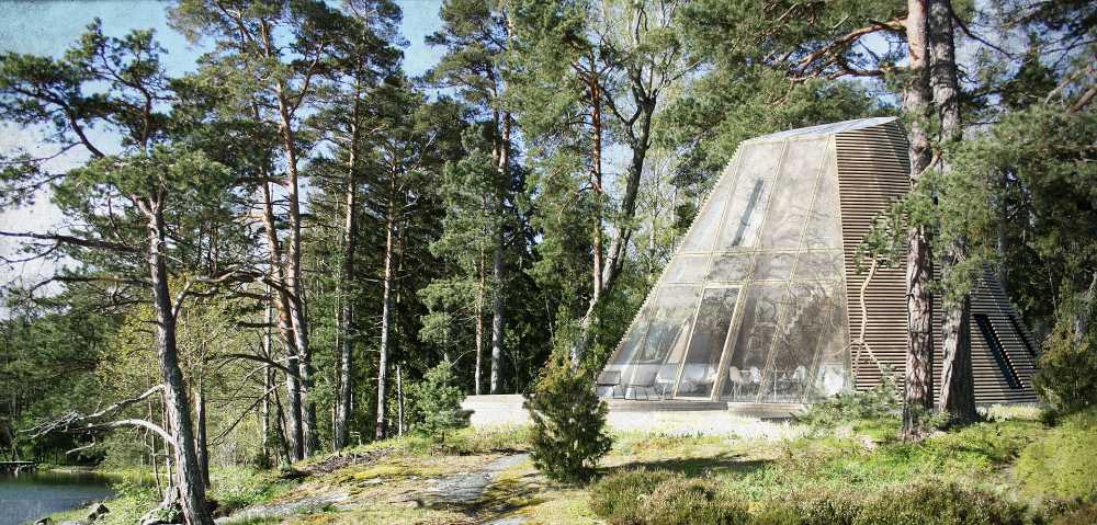 Casa contemporánea de madera en los árboles