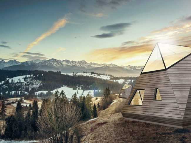 Wooden house with landscape