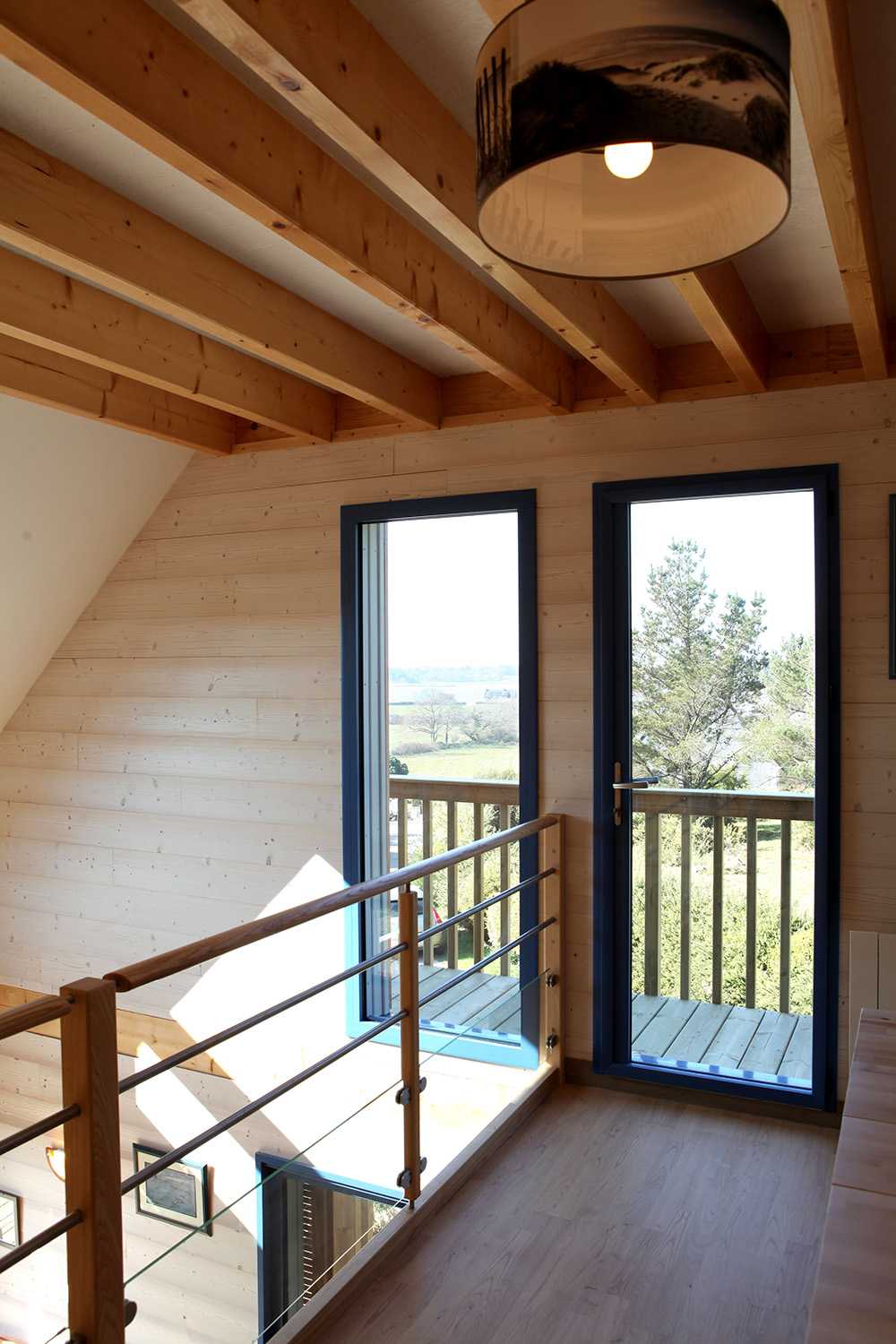 Wooden house with a pitched roof