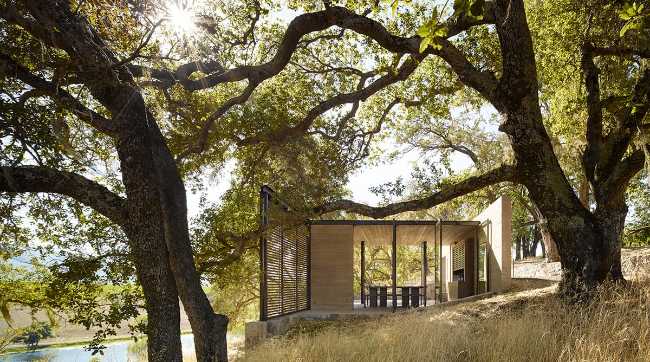 Wooden pavilion for wine tasting