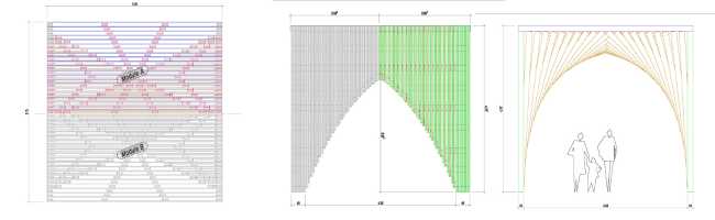 Studio realizzazione arco in tavole di abete