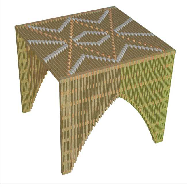 Tridimensionale di un padiglione in legno