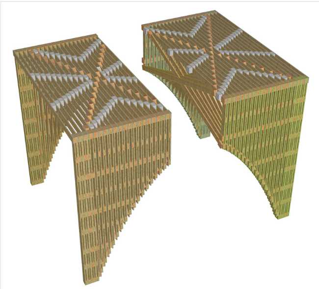 Tridimensionale di un padiglione in legno