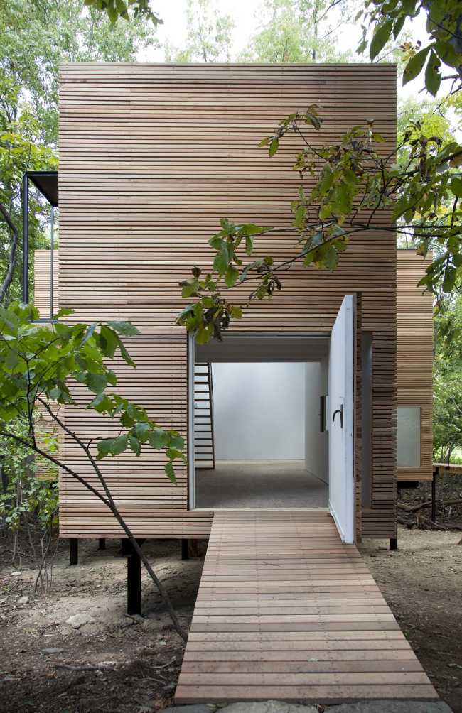 Fachada de listones de madera