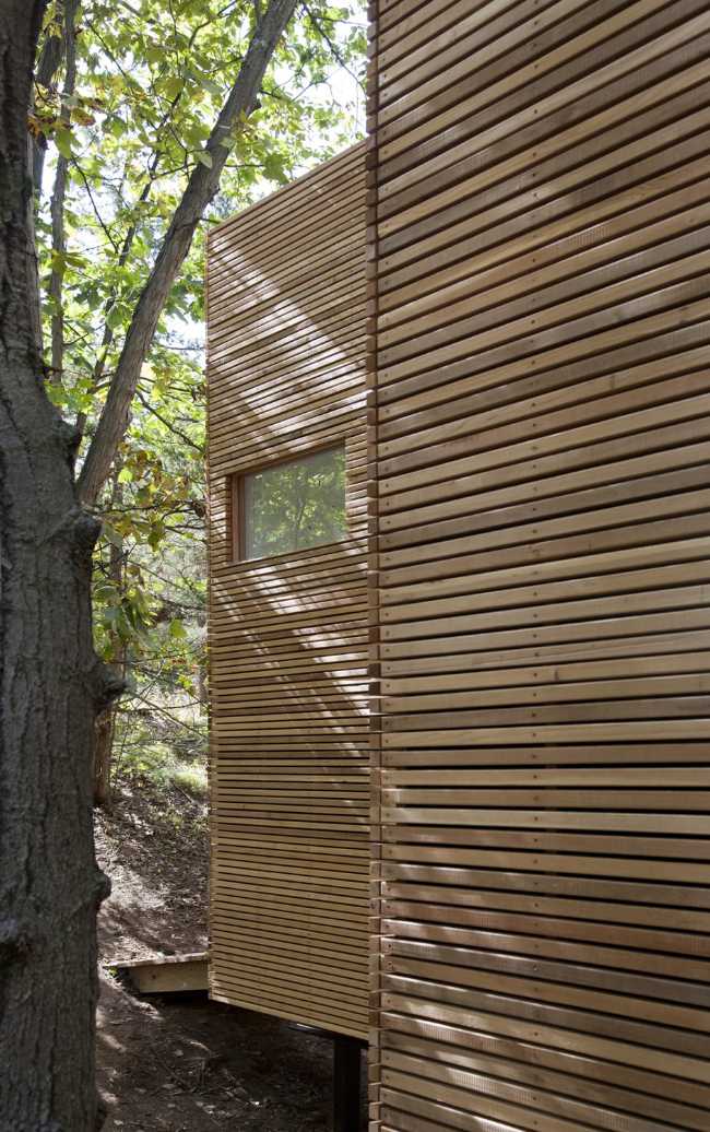 Vivienda de madera en el bosque