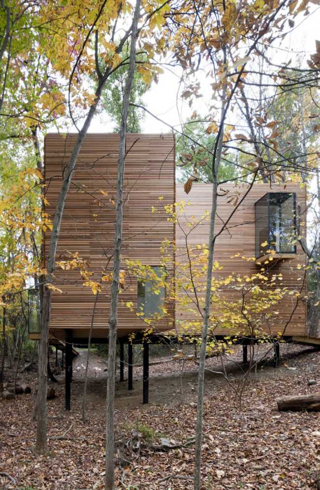 Listones de madera de fachada