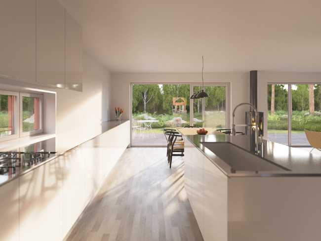 Villas de madera interior de espacio abierto