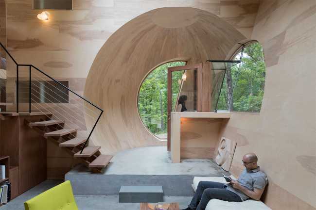 Curvilinear wooden interiors