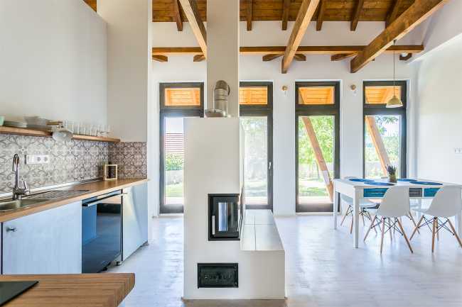 Interior with kitchen and dining room