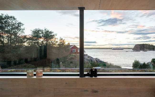 Stained glass window on the lake