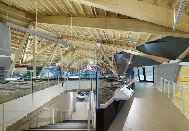 Museum and internal staircase with metal balustrade