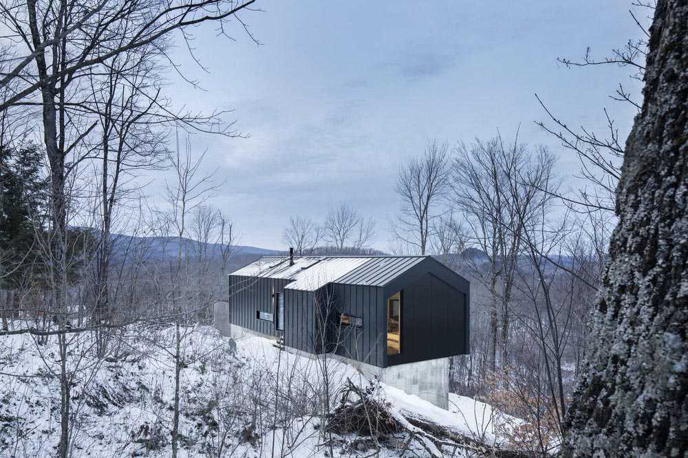 Cantilevered wooden villa