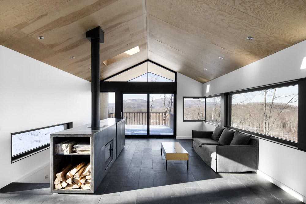 Cantilevered wooden villa