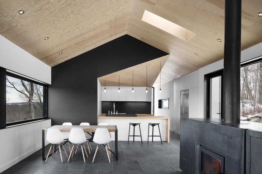 Cantilevered wooden villa