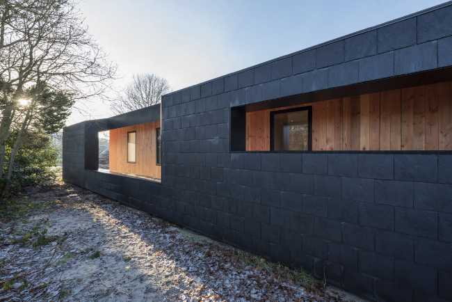 Contemporary and traditional shapes for a wooden house